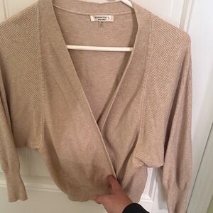 Essentials Light Tan Women's V-Neck Sweater